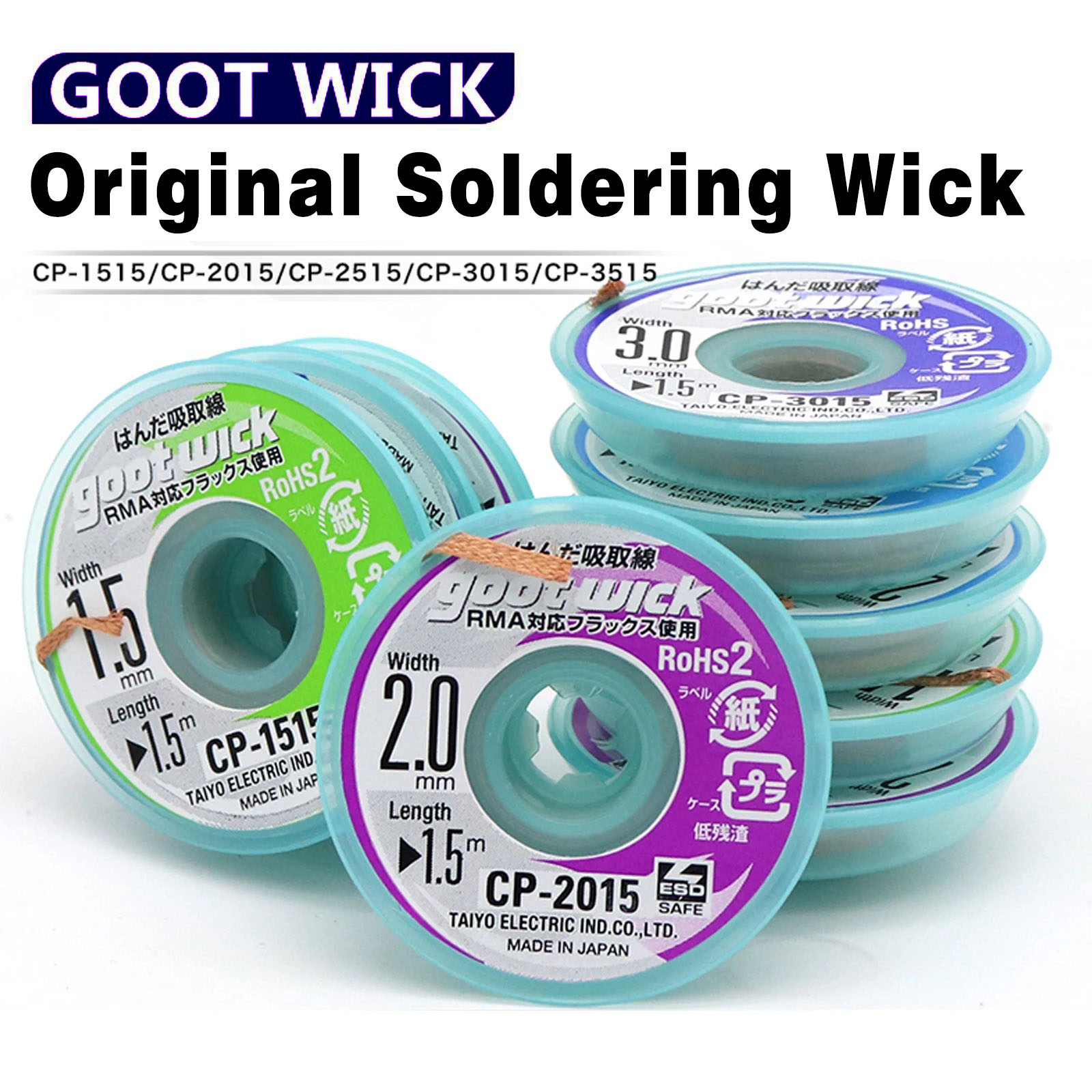Solder Wick Braid - Goot Original hochwertiger Entlötdocht mit geflochtenem